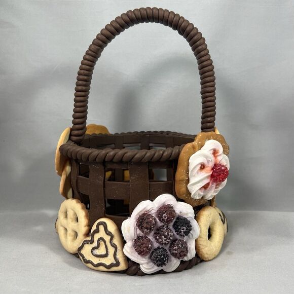 Clay Basket Of Cookies Centerpiece Holiday Sugar And Fruit Cookies - Picture 4 of 9